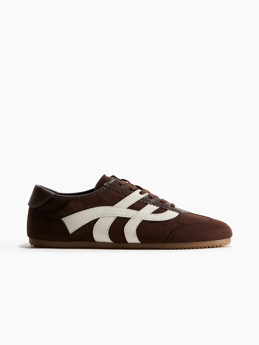 Women’s H&M Brown and White Lace-Up Sneakers, Size 6